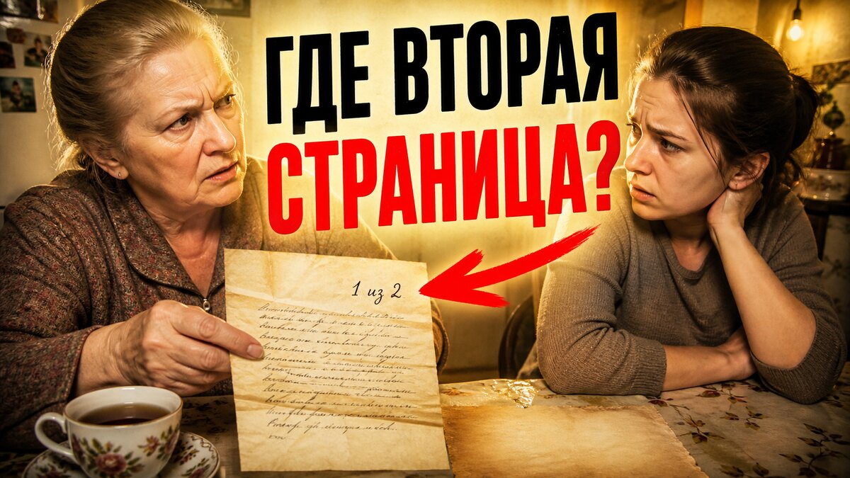 Женщина у микрофона держит старое письмо, пока другая участница встречи показывает мужчине во втором ряду вторую страницу