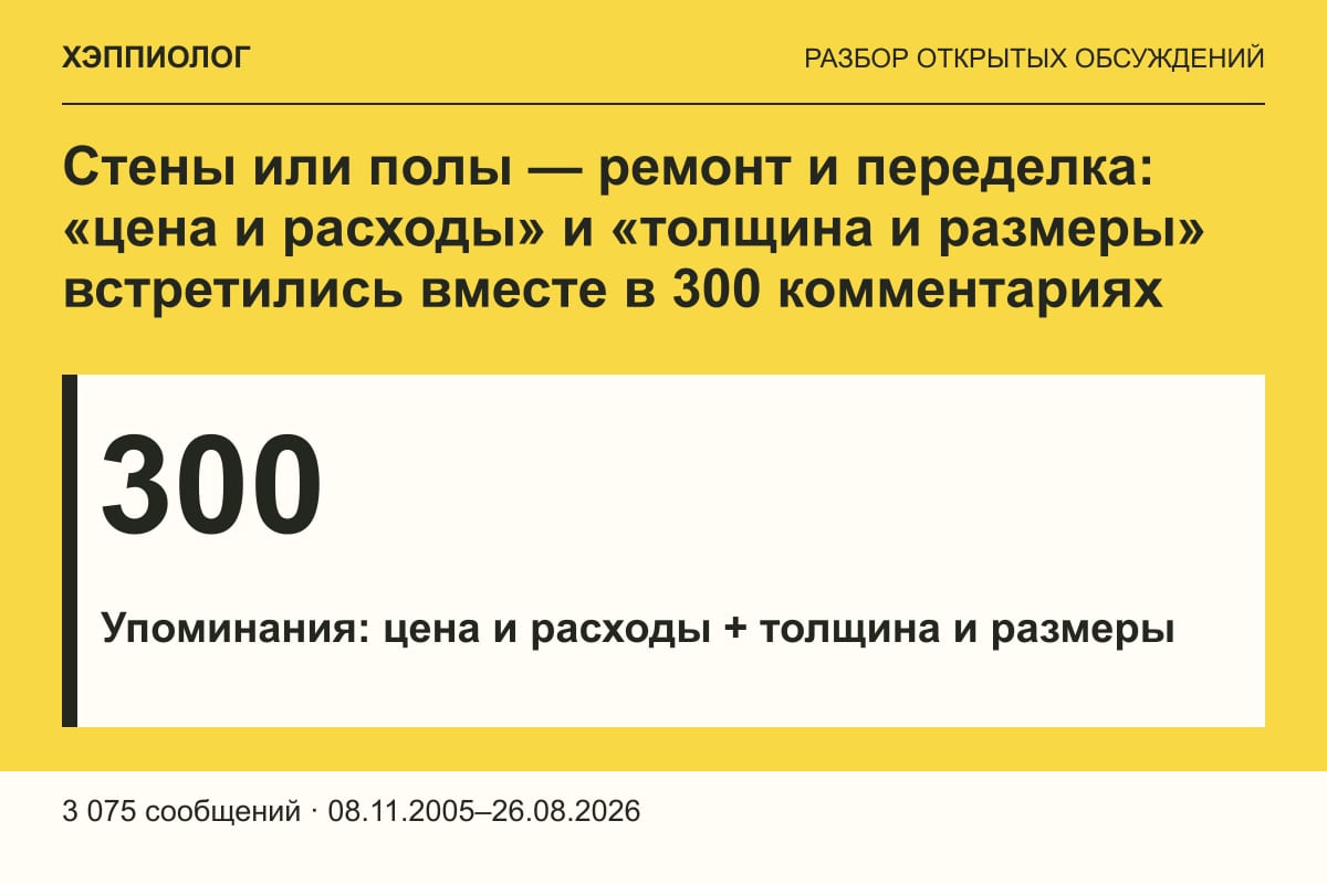 Стены или полы — ремонт и переделка: «цена и расходы» и «толщина и размеры» встретились вместе в 300 комментариях