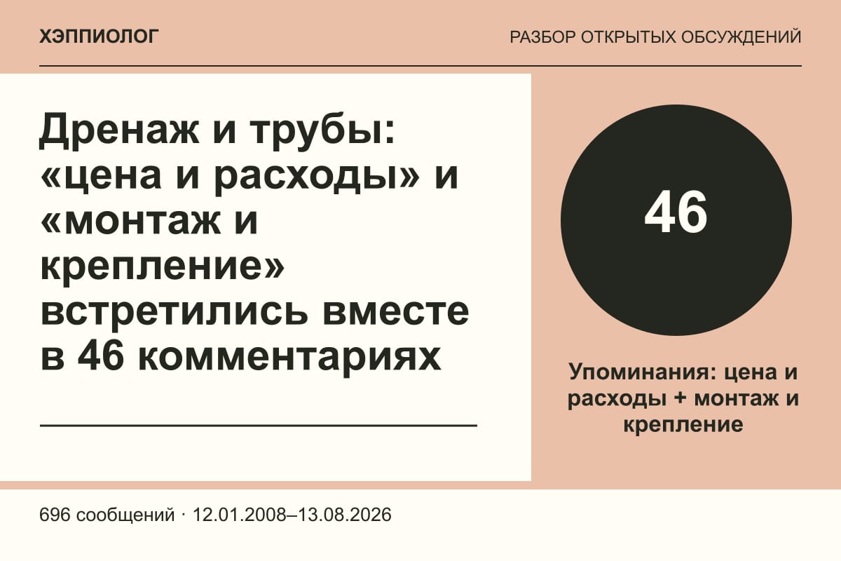 Дренаж и трубы: «цена и расходы» и «монтаж и крепление» встретились вместе в 46 комментариях