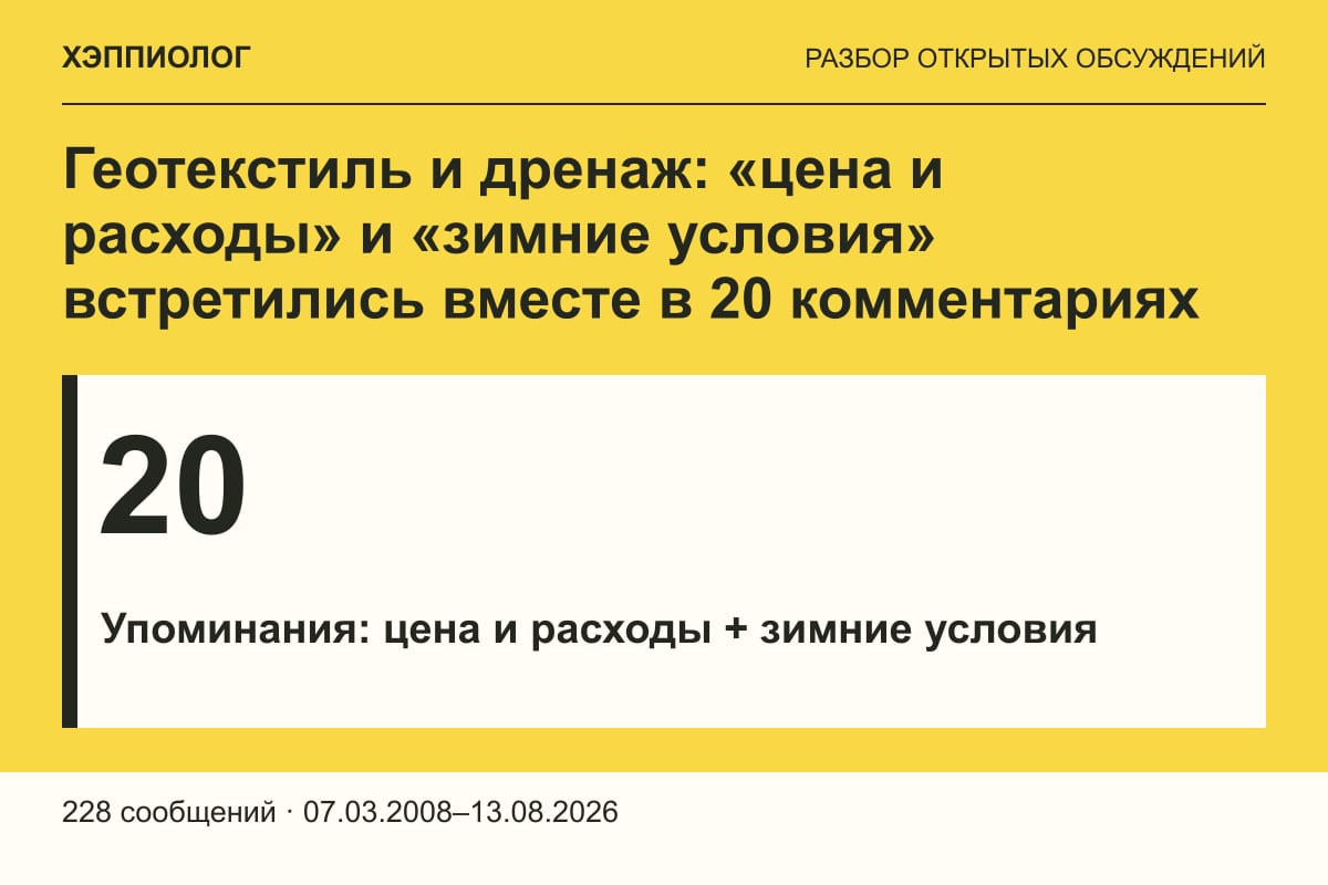 Геотекстиль и дренаж: «цена и расходы» и «зимние условия» встретились вместе в 20 комментариях