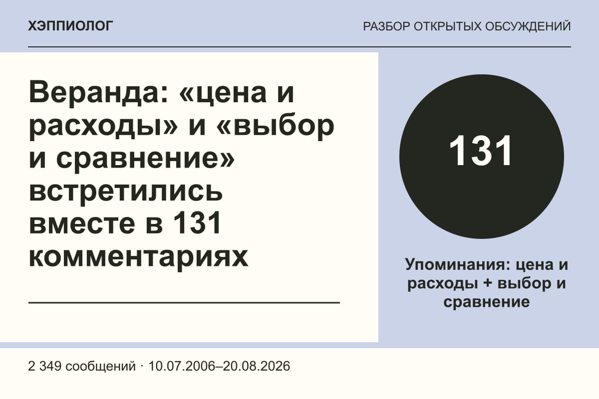 Веранда: «цена и расходы» и «выбор и сравнение» встретились вместе в 131 комментариях